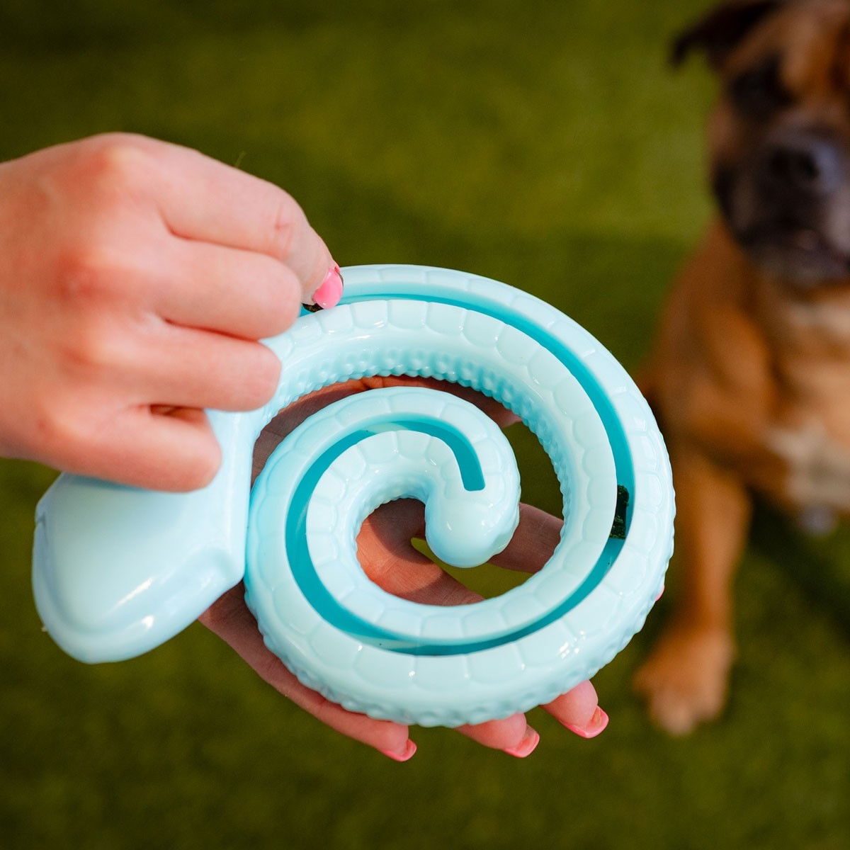 Little&Bigger TPR Snake käärme kerällä turkoosi