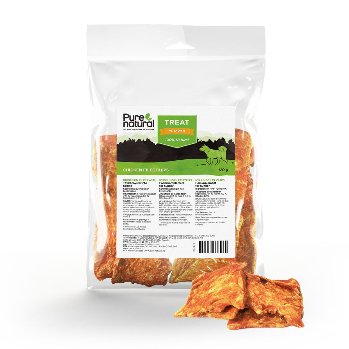 Purenatural Broilerin filee lastu koiralle 120 g