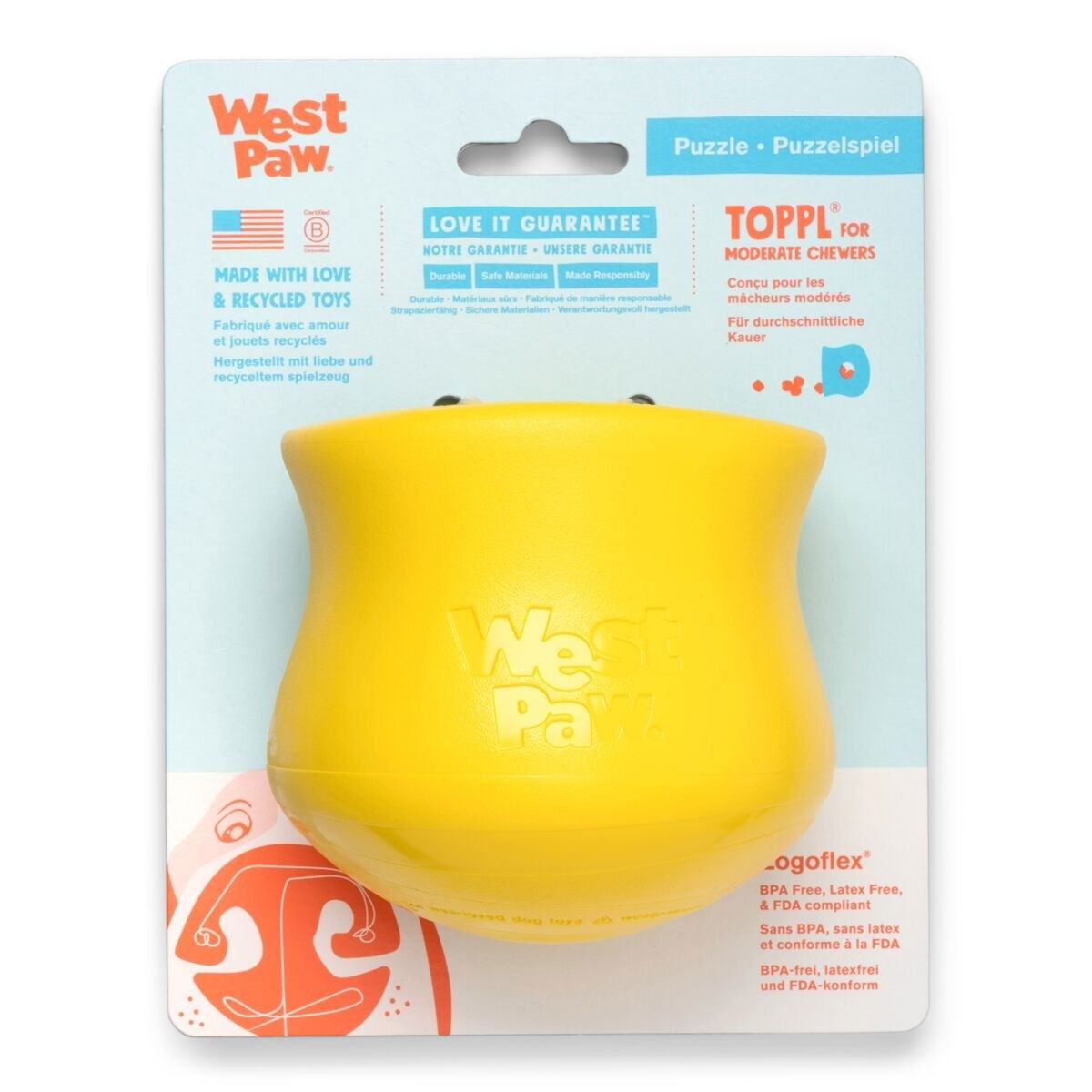 West Paw Toppl Limited Edition aktivointilelu keltainen