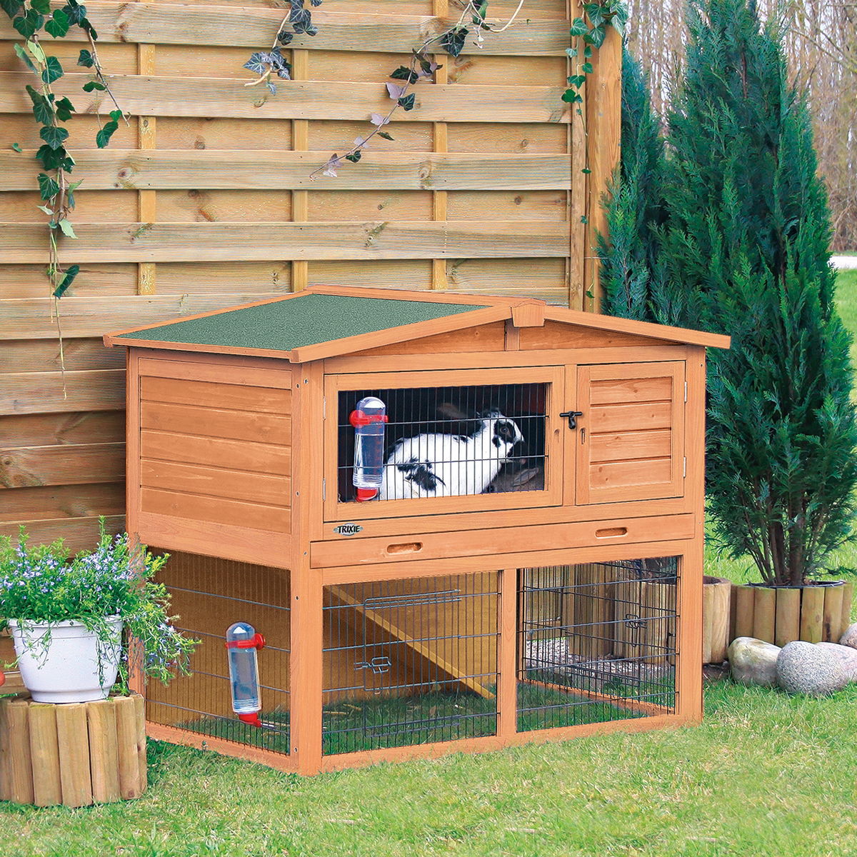 Ulkohäkki Trixie Natura, 124×102×78 cm Ruskea / 2-tasoa