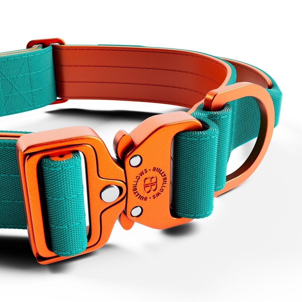 BullyBillows Combat Collar With Handle Turquoise & Orange 4cm