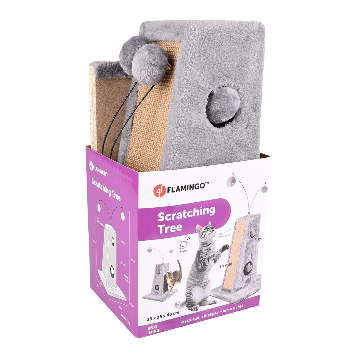 Flamingo Scratching tree Lara Grey & Dark grey & Natural