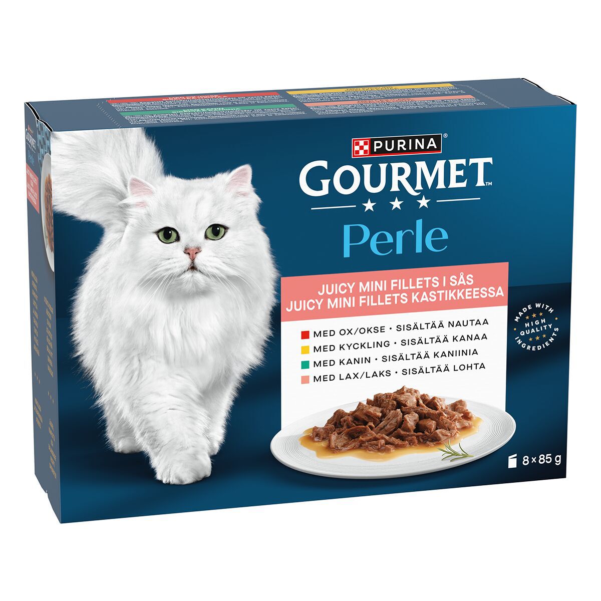 Gourmet Mini Fillets Lihaa ja kalaa kastikkeessa 8 x 85 g Gourmet Mini Fillets Lihaa ja kalaa kastikkeessa 8 x 85 g