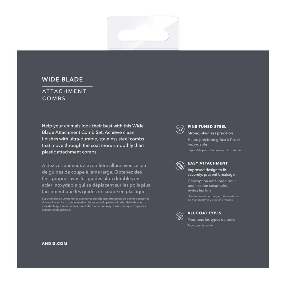 Andis Wide leikkuukampasetti ruostumaton teräs 8 kpl