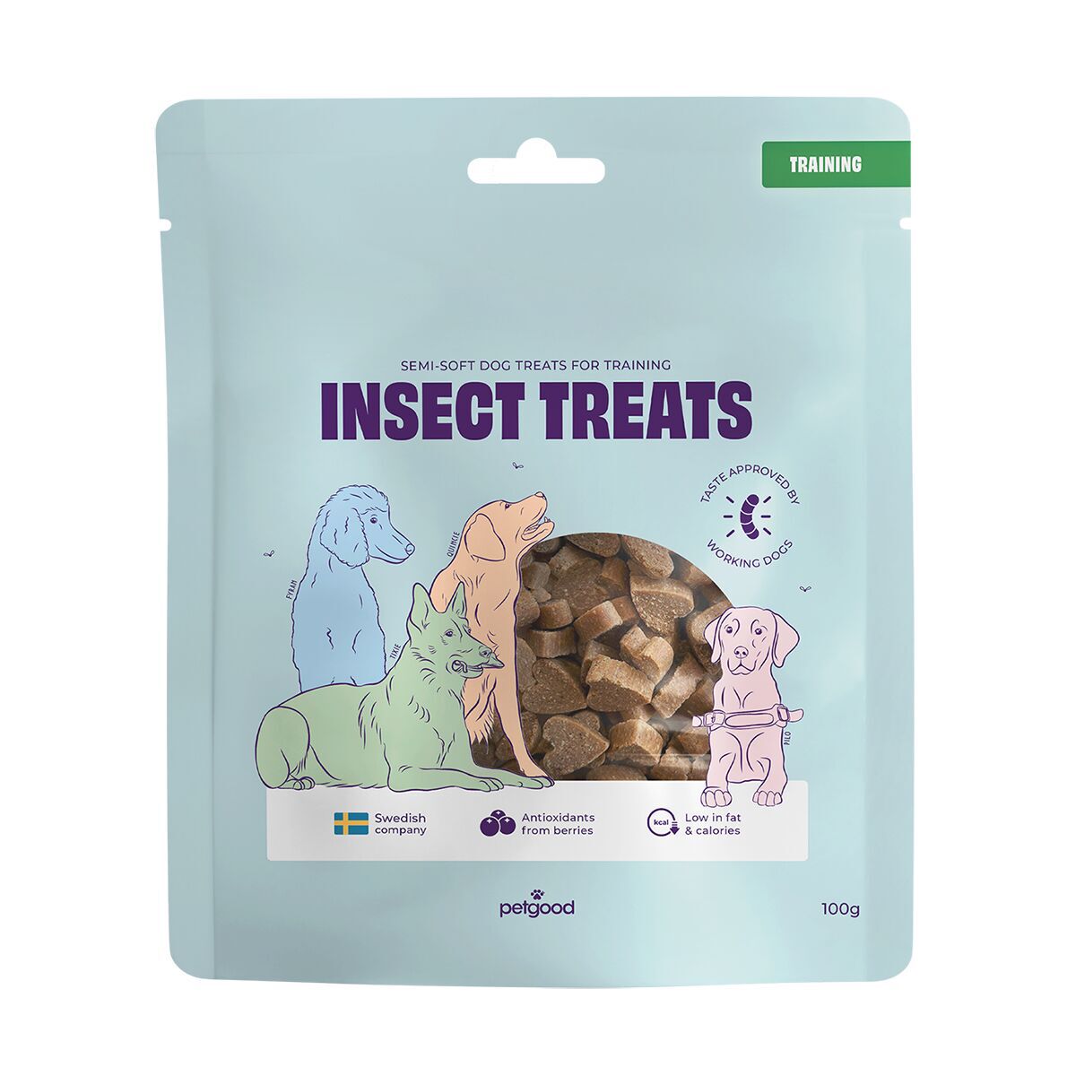 Petgood dog treats with insect protein