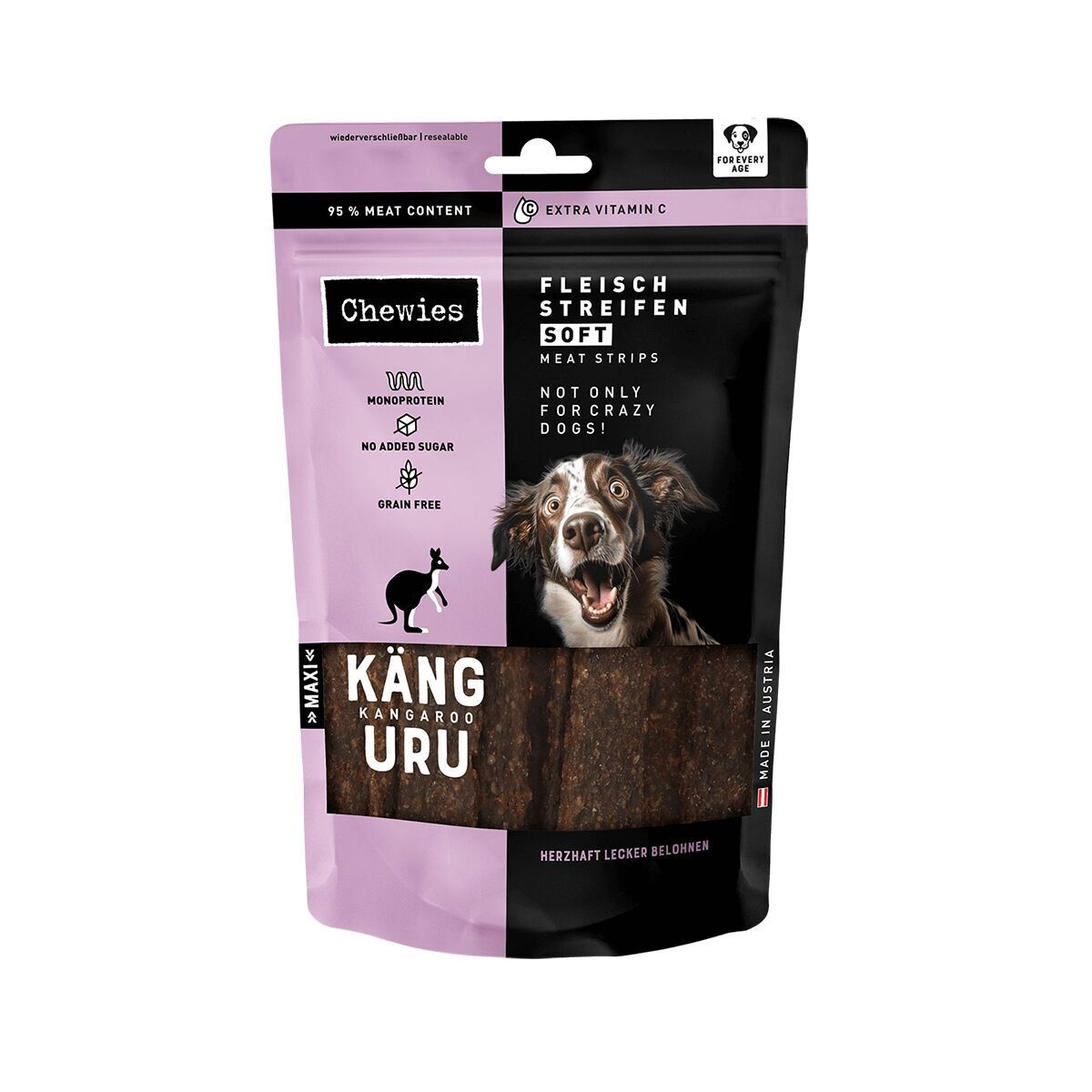 Chewies kangaroo meat strips soft