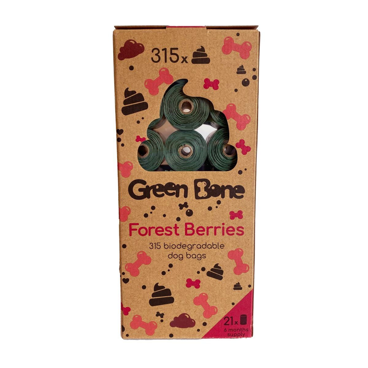 Green Bone poop bag Forest berries