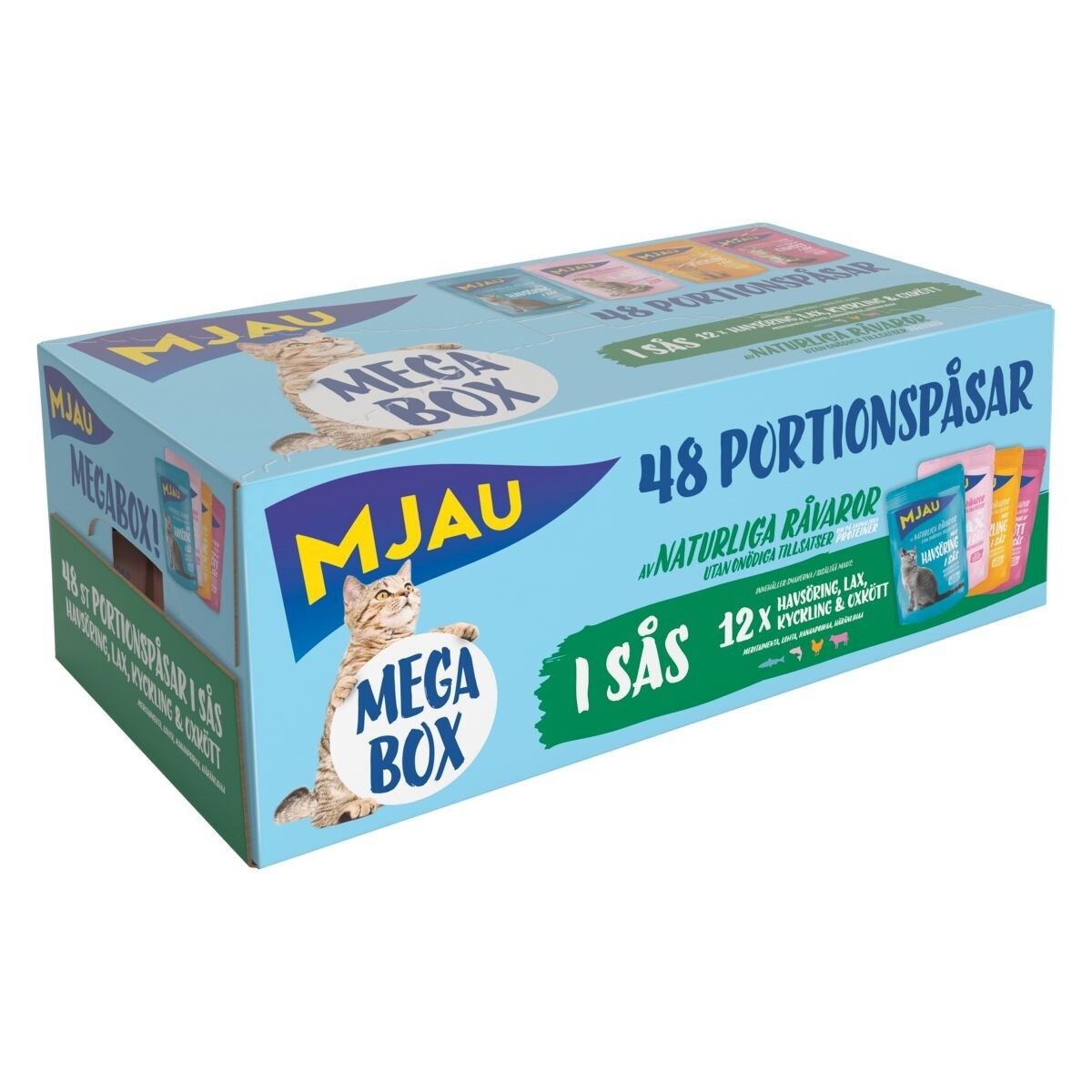 Mjau Megabox Meat and Fish in saus 48x85g