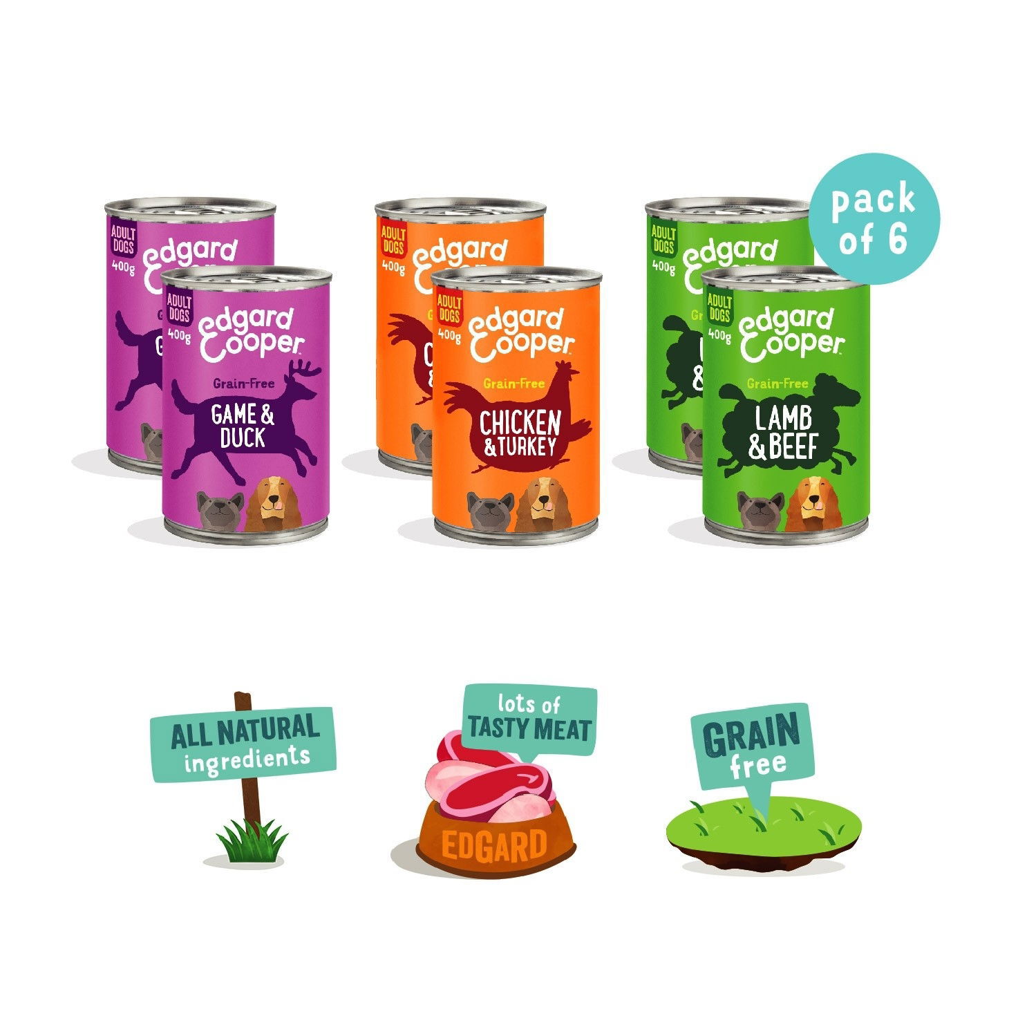 Edgard & Cooper Dog Multipac 6x400g