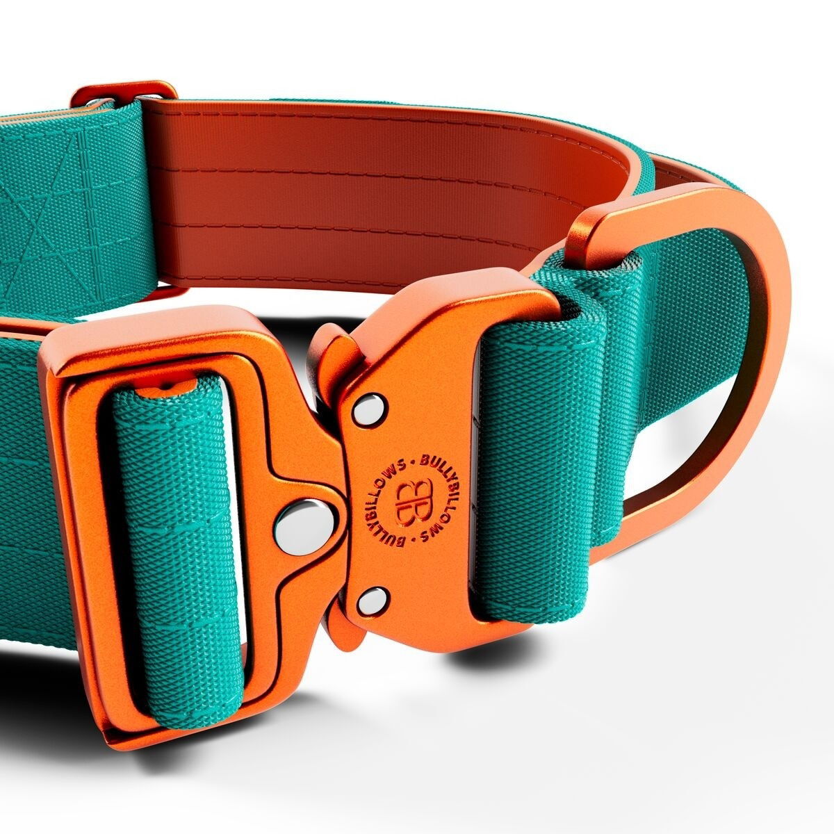 BullyBillows Combat Collar With Handle Turquoise & Orange 5cm