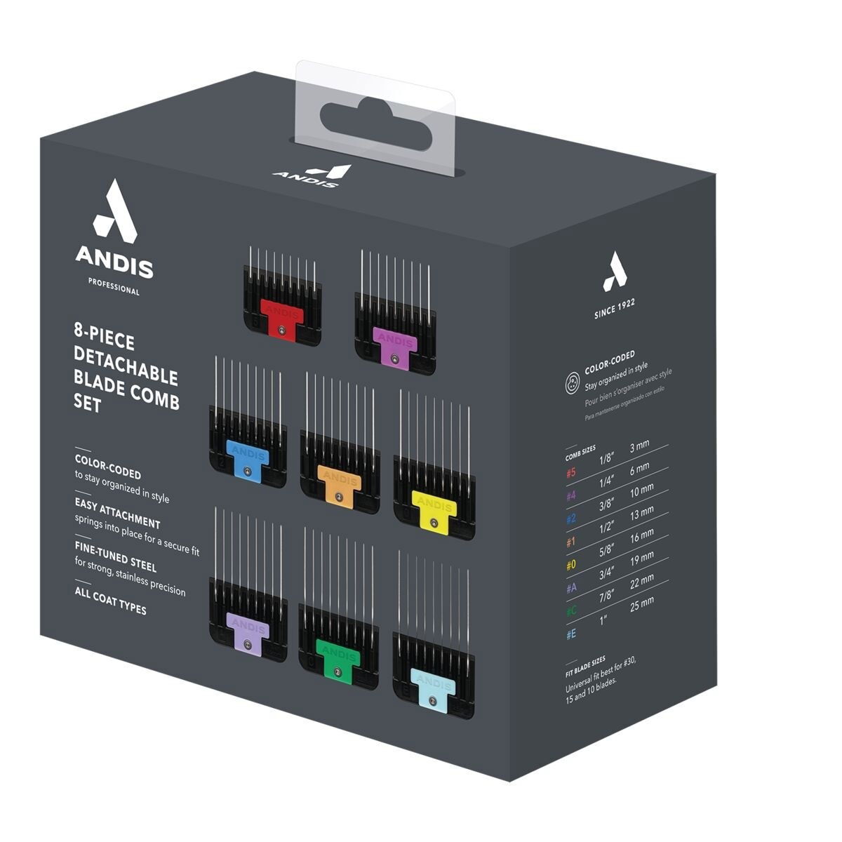 Andis leikkuukampasetti ruostumaton teräs 8 kpl