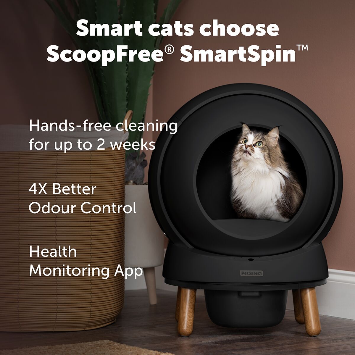 PetSafe SmartSpin Self-Cleaning Litter Box, Black