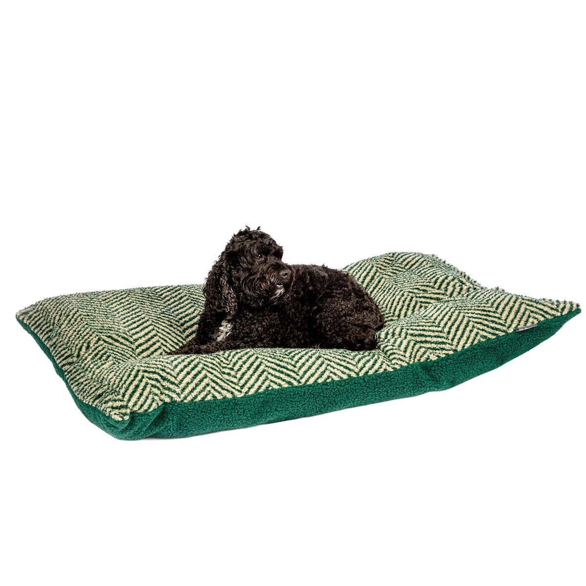 Dog bed Danish design Fleece Green Herringbone