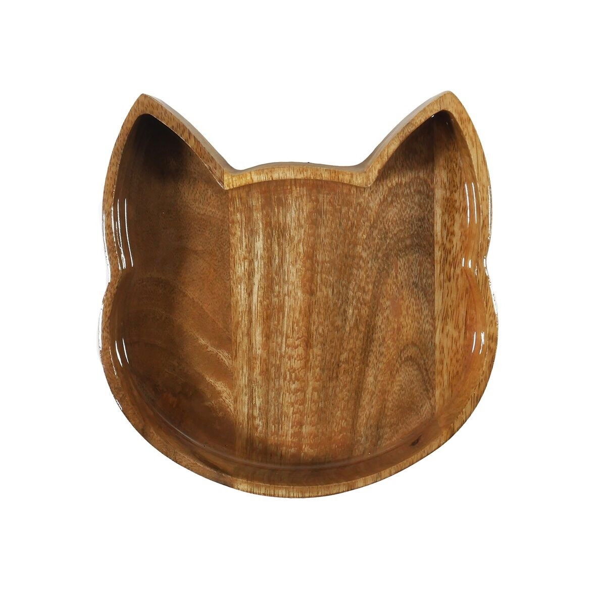 Rosewood wooden cat bowl
