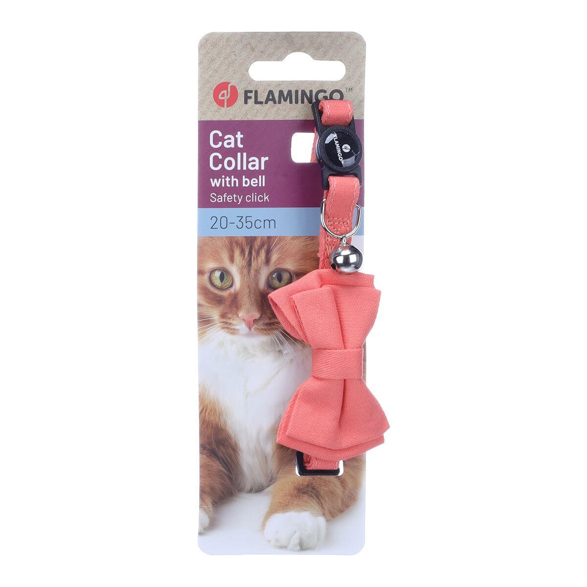 Flamingo Lomi kissan panta rusetilla