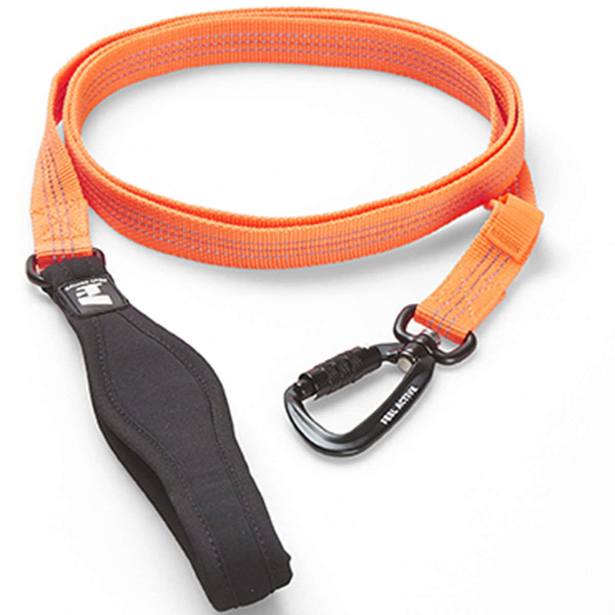 Feel Active Nylon talutin neopreeni kädensjalla, carabiner-haka oranssi