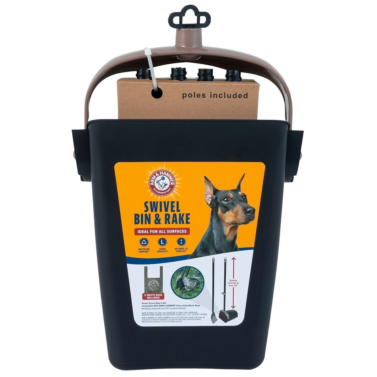 Arm & Hammer ™ Swivel Bin & Rake 