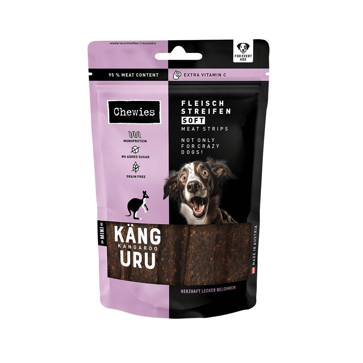 Chewies kangaroo meat strips soft