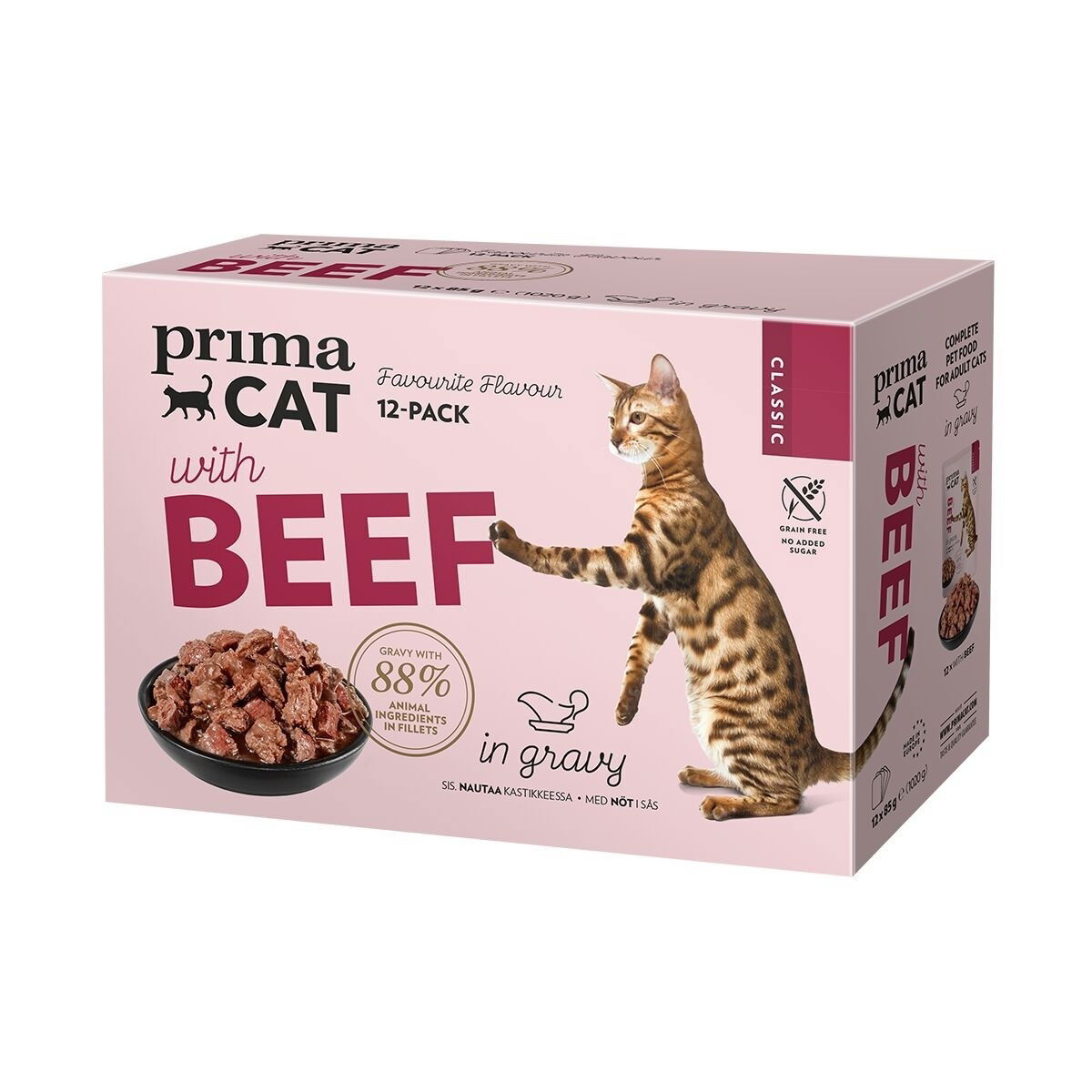 PrimaCat beef in gravy 12x85g