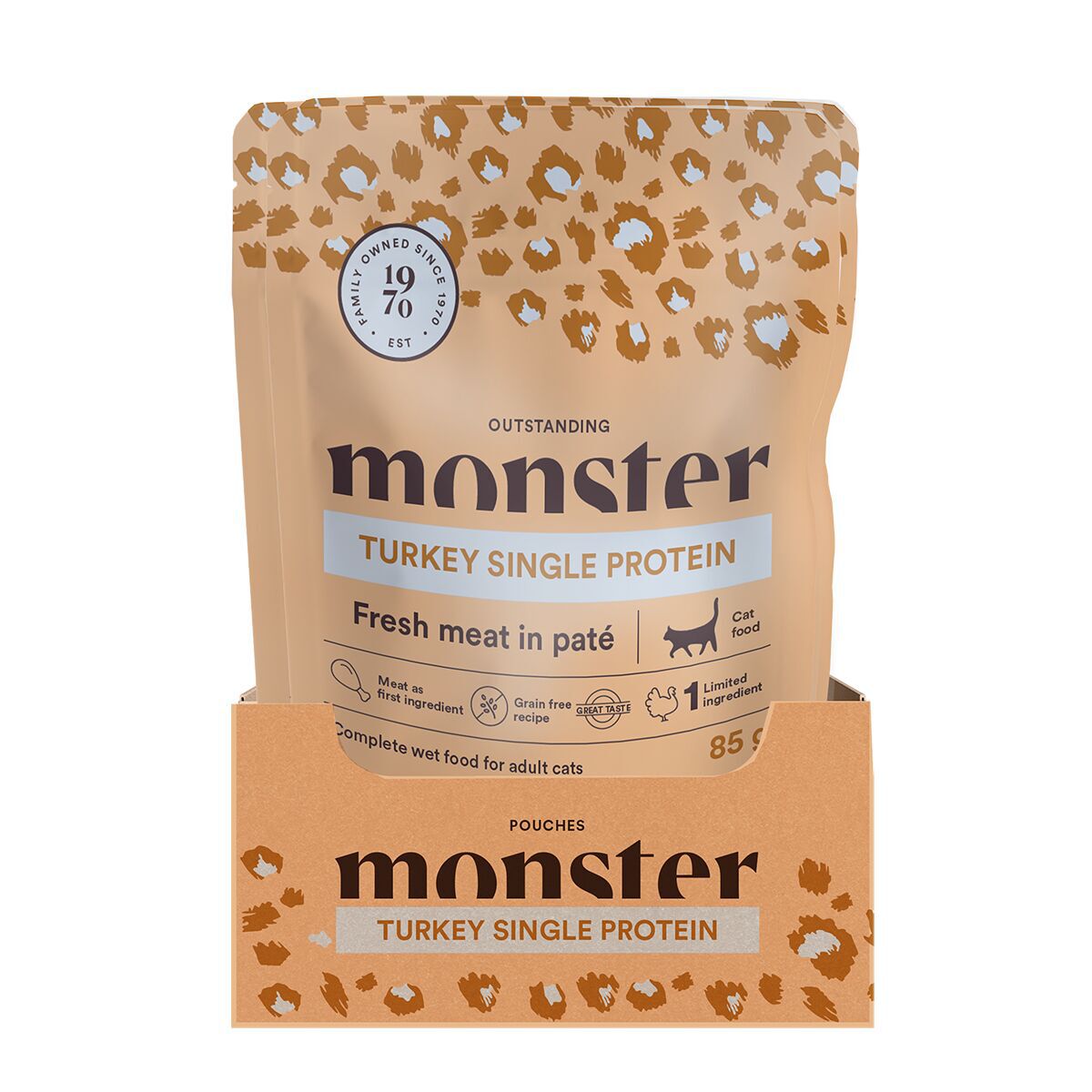 Monster Cat Pouch Adult Turkey 16 x 85 g